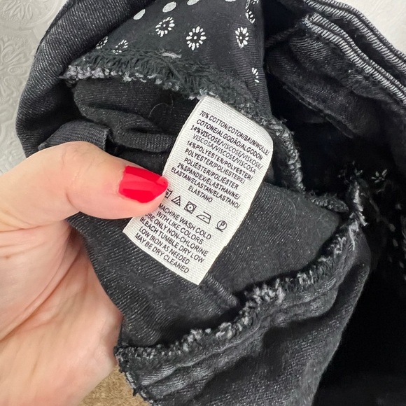 Free People CRVY Black Denim Jeans Wide Leg Cropped Tie Lace Up Waistband - Picture 8 of 10